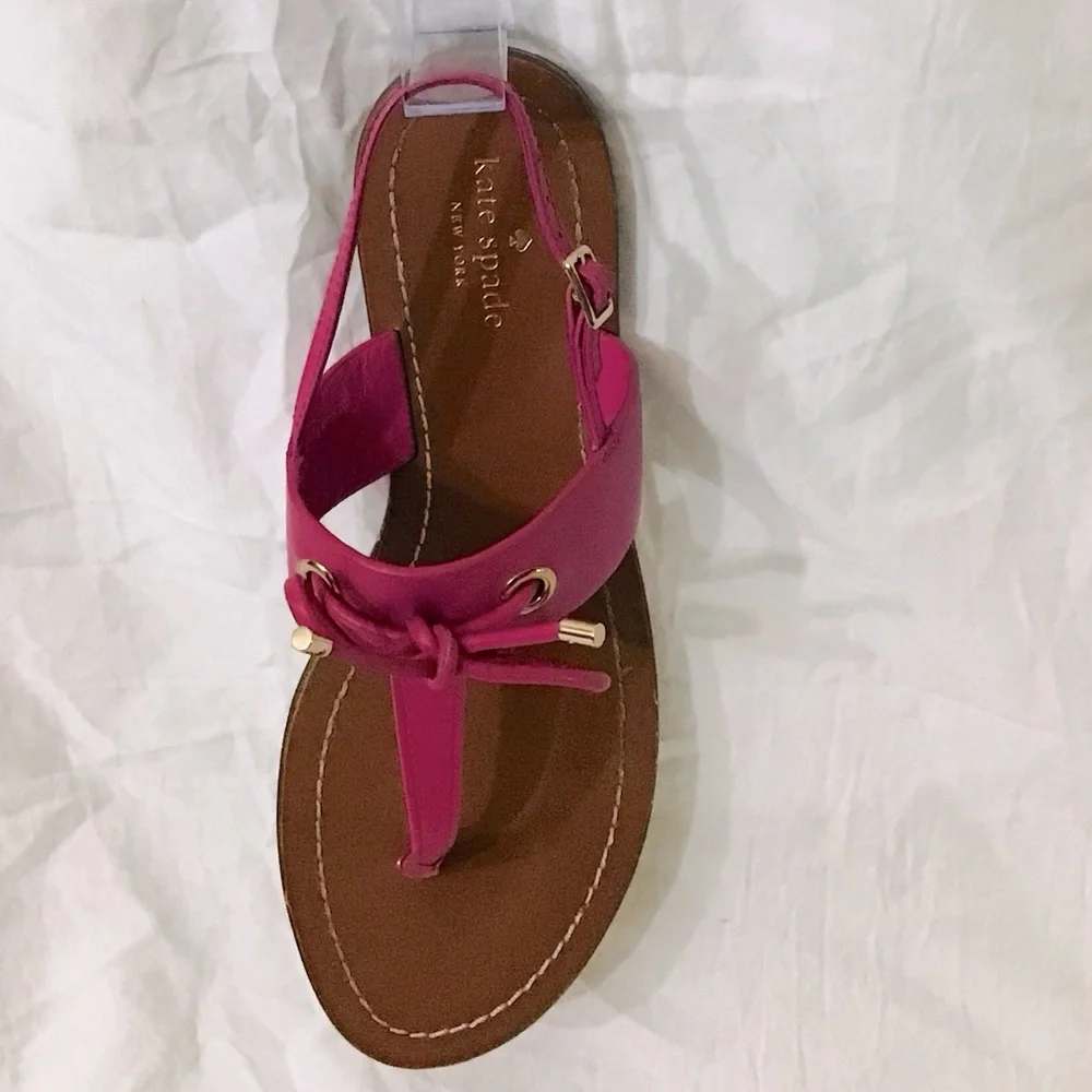 KATE SPADE Pink Leather Thong Flat Sandals